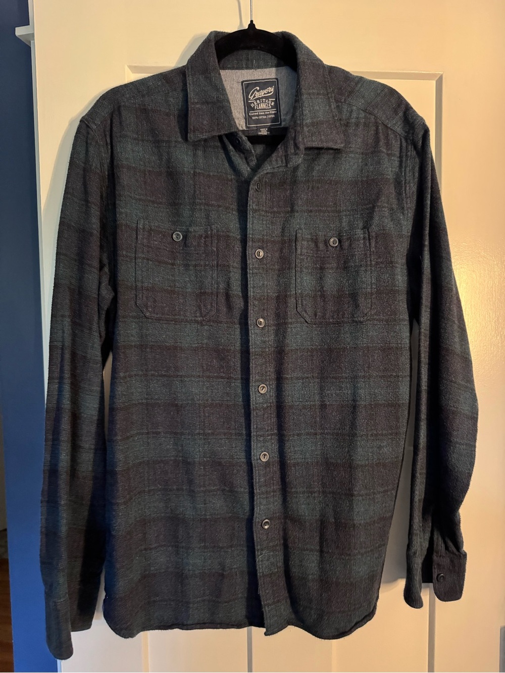 Grayers Heritage Flannel Shirt Men’s Medium M Blackwatch Plaid Cotton Overshirt